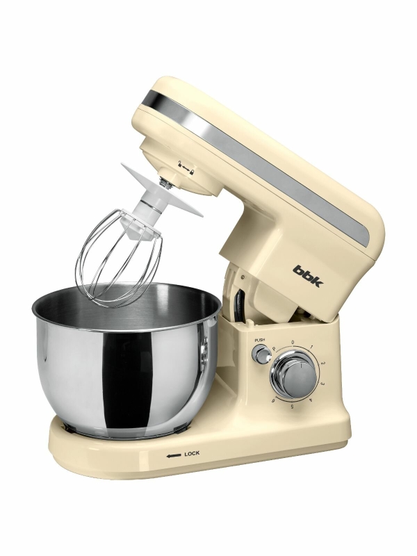 Технопапа · BBK Миксер планетарный KBM1401, объем чаши 4 л, 6 скоростей, мощность 1500 Вт, импульсный режим, бежевый