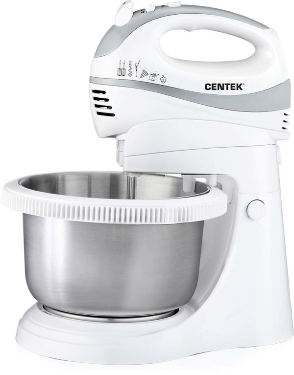 Технопапа · Миксер стационарный CENTEK CT-1107, мощность 350 Вт, турборежим, белый/серый