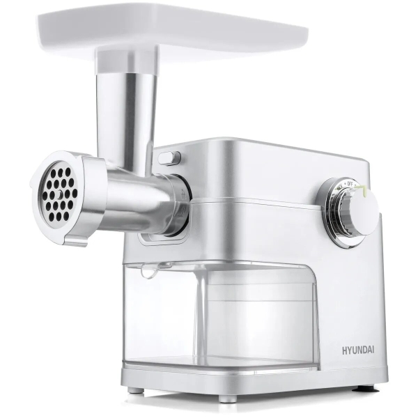 Технопапа · Мясорубка Hyundai HY-MG5591, серебристая, пластик, 1900Вт, производительность 2,4кг/мин