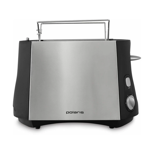 Технопапа · Тостер Polaris PET0812A черный/матовый, мощность 800Вт, 2 отсека, 6 режимов работы