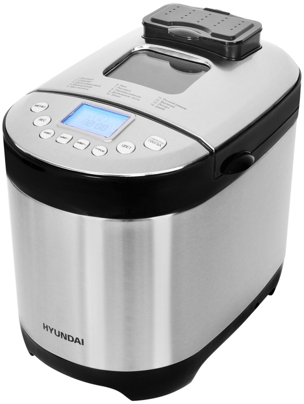 Технопапа · Хлебопечь HYUNDAI HYBM-4081, мощность 550 Вт, черный/серебристая