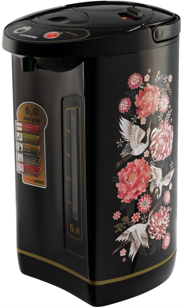 Технопапа · Термопот STARWIND STP5403 объем 6.00 л, мощность 800 Вт, черный, серебристый/серый
