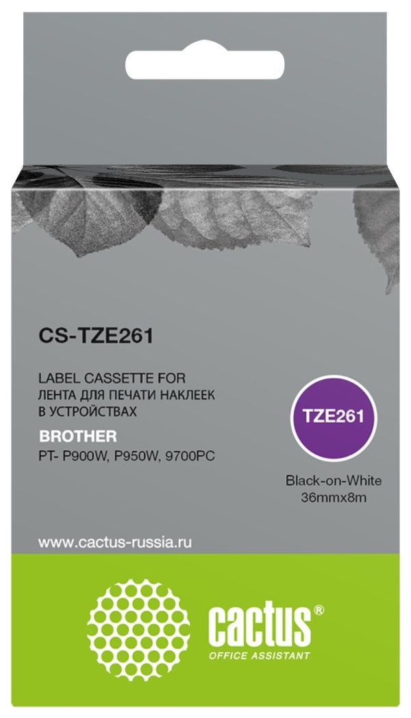 Технопапа · Картридж ленточный Cactus CS-TZE261 TZe-261 черный для Brother PT- P900W, P950W, 9700PC