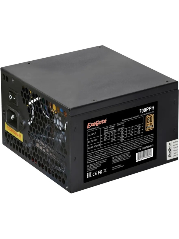 Технопапа · Блок питания ATX Exegate EX282154RUS-OEM 700W, APFC, 80 PLUS Bronze, 120mm fan