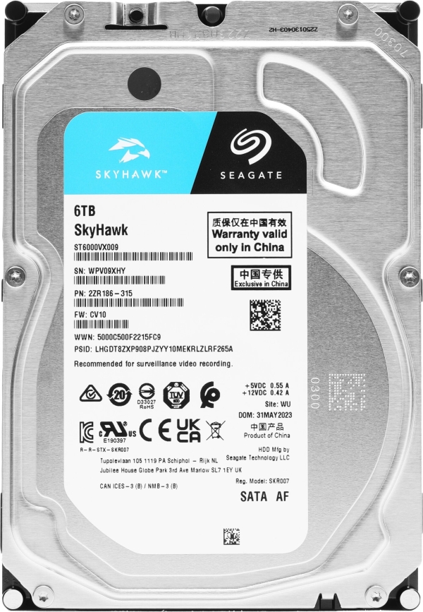 Технопапа · Жесткий диск Seagate SATA-III 6TB ST6000VX009 Surveillance Skyhawk 4KN (5400rpm) 256Mb 3.5"