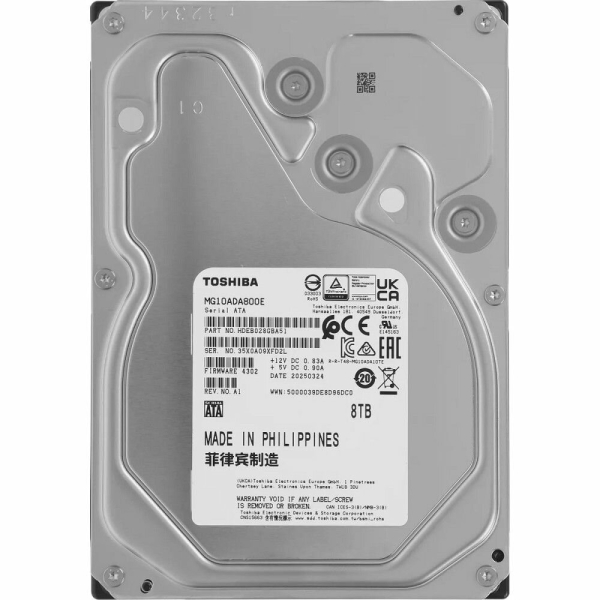 Технопапа · Toshiba Жесткий диск SATA - III 8TB MG10ADA800E Server Enterprise Capacity 512E 7200rpm 512Mb 3.5"