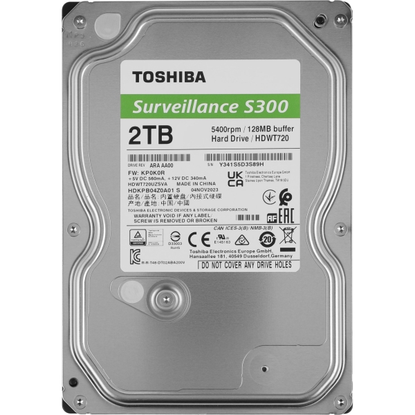 Технопапа · Жесткий диск Toshiba S300 HDWT720UZSVA, 2ТБ, HDD, SATA III, 3.5"