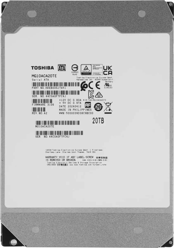 Технопапа · Жесткий диск Toshiba Enterprise Capacity MG10ACA20TE, 20ТБ, HDD, SATA III, 3.5"