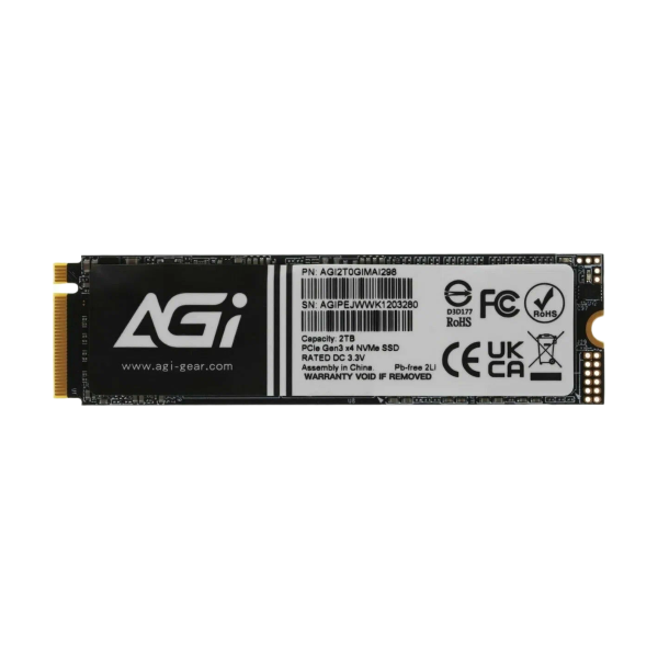 Технопапа · SSD AGI AI298 M.2 PCIe 2TB RETAIL-Color Box (AGI2T0GIMAI298-CB) черный чтение до 3200 МБ/с, запись до 1700 МБ/с