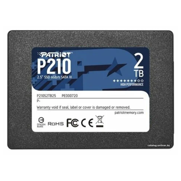 Технопапа · Твердотельный накопитель Patriot P210S2TB25, 2TB, 2.5", SATA III, 520MB/s, 430MB/s