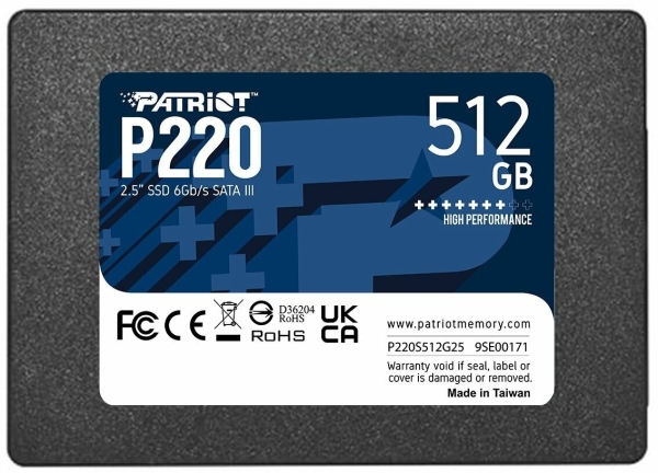 Технопапа · SSD-накопитель Patriot P220S512G25, 512GB, 2.5", SATA III, 6Gb/s
