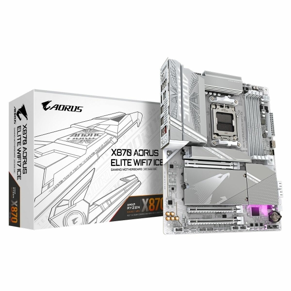Технопапа · Материнская плата Gigabyte X870 AORUS ELITE WF7 ICE, AM5, AMD X870, ATX, RTL (X870 AORUS ELITE WIFI7 ICE)