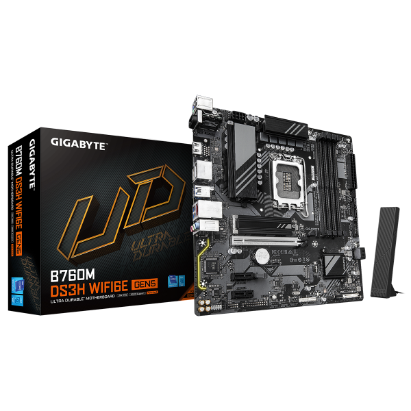 Технопапа · Материнская плата Gigabyte B760M DS3H WIFI6E GEN5, LGA1700, Intel B760, Micro-ATX, RTL (B760M DS3H WIFI6E GEN5)