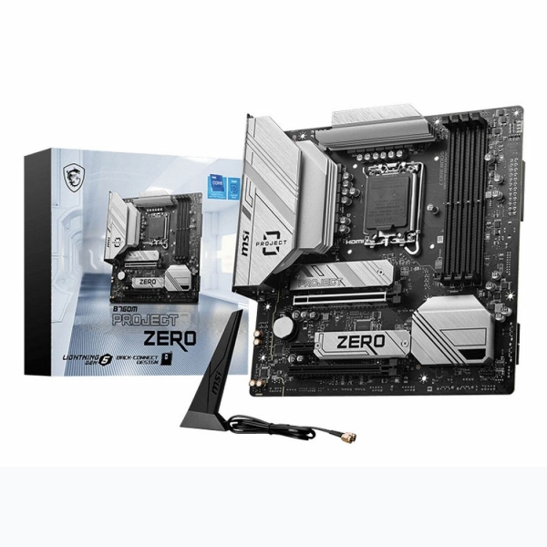Технопапа · Материнская плата MSI B760M PROJECT ZERO, LGA1700, Intel B760, Micro-ATX, RTL (B760M PROJECT ZERO)
