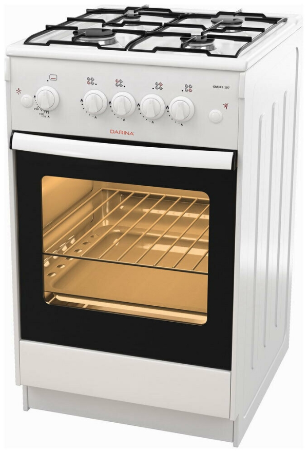 Технопапа · Плита газовая DARINA 1B GM341 107 W, 10600 Вт, традиционная очистка, белая