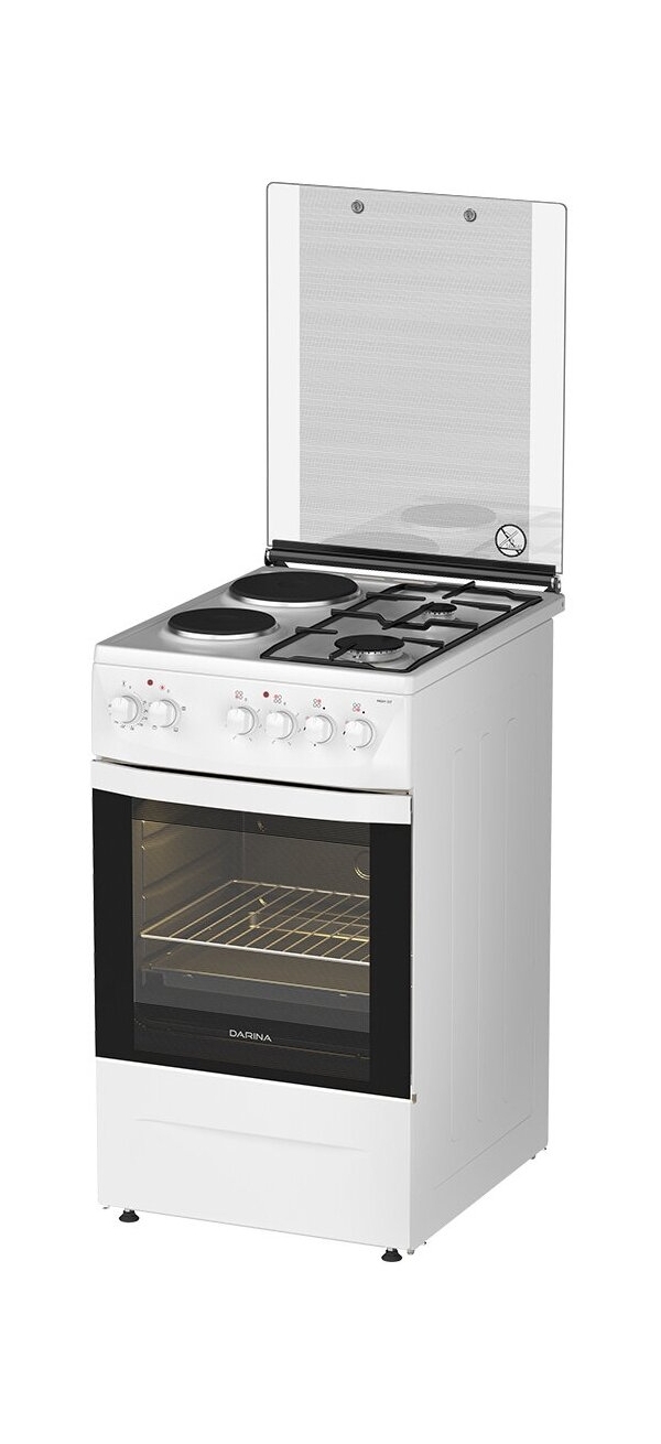 Технопапа · Комбинированная плита Darina KM241, газ/электричество, 4 конфорки, белый