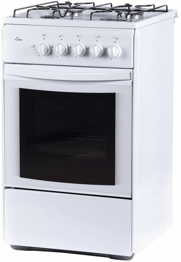 Технопапа · Газовая плита Flama RG 24019 W 50 см, 50 л, 4 конфорки, белый