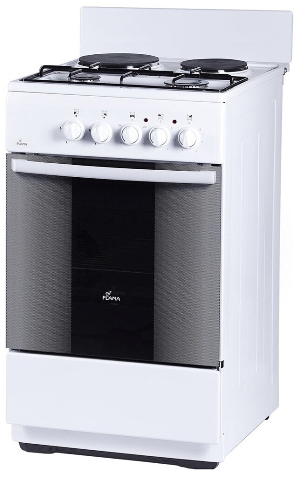 Технопапа · Комбинированная плита Flama RK 2201 W 50 см, 50 л, 4 конфорки, белый