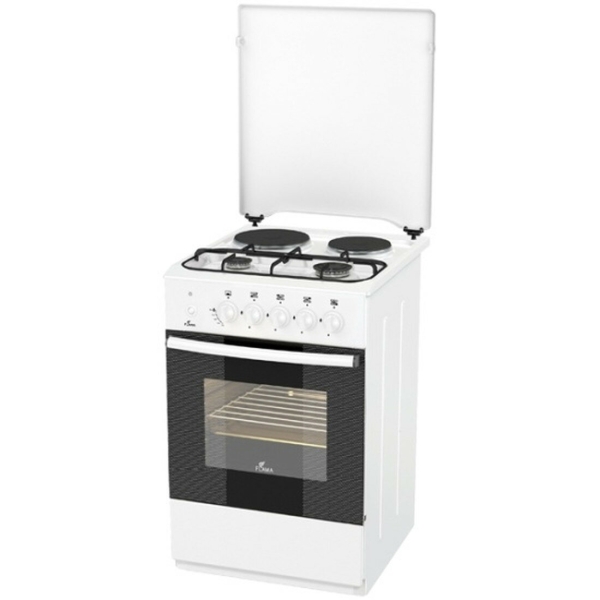 Технопапа · Плита Flama RK 2211 W, комбинированная, 2 газовые и 2 электрические конфорки, 50л, белая