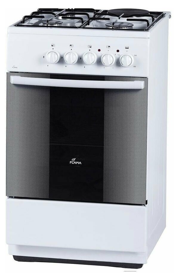 Технопапа · Комбинированная плита Flama RK 23-105 W 50 см, 50 л, 4 конфорки, белый