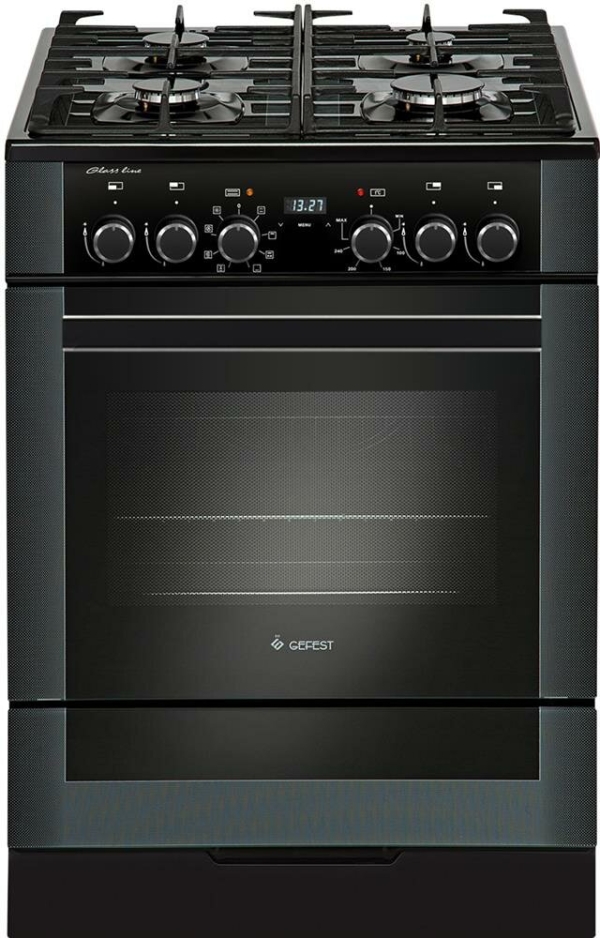 Технопапа · Газовая плита GEFEST ПГЭ 6502-03 0044 с электрической духовкой, с грилем, с конвекцией, объем 55 л, черная