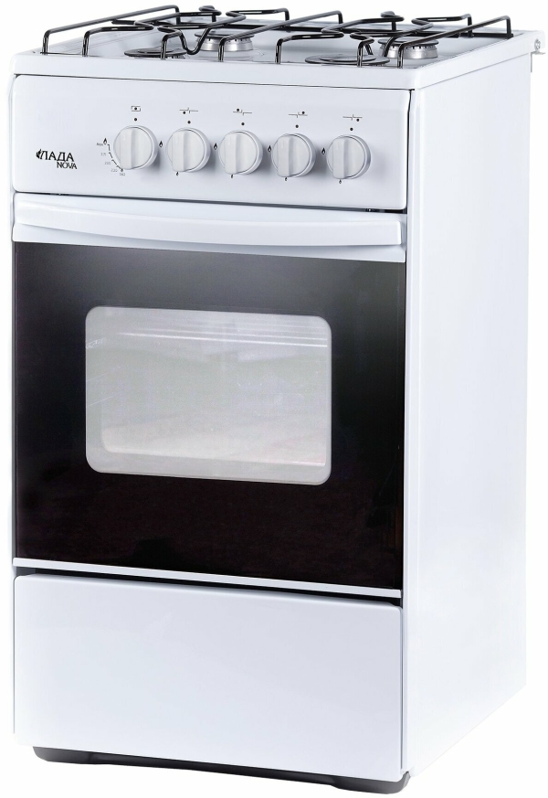 Технопапа · Газовая плита Лада NOVA RG 24040 W, 4 конфорки, 50л, 32кг, эмалированная сталь, газ-контроль