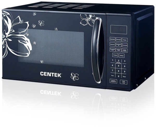 Технопапа · СВЧ-печь CENTEK CT-1579 /черн, цветы, 20л сенсорн./