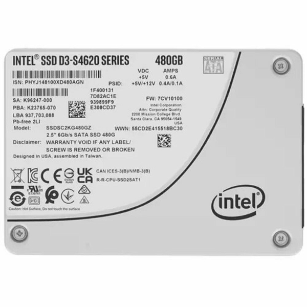 Технопапа · SSD диск Intel SSD 480Gb S4620 серия SSDSC2KG480GZ011Z SATA3.0, 3D2, TLC, 2.5"