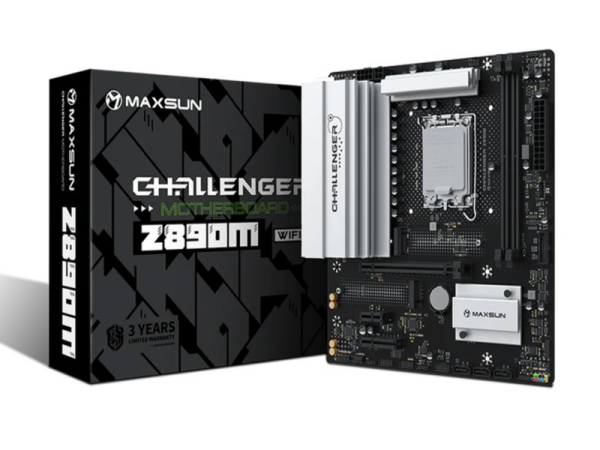 Технопапа · Материнская плата MAXSUN MS-Challenger Z890M WIFI, LGA1851, Z890, 2*DDR5, 3*SATA3, 2*M.2, USB 3.2, USB 2.0, Type-C, 1*PCIEx16, 1*PCIex4, 1*PCIex1, HDMI+DP, mATX