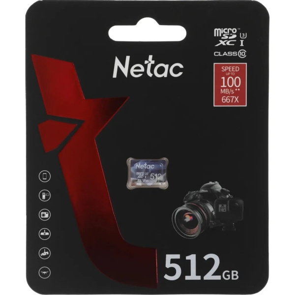 Технопапа · Карта памяти Netac P500 Ultra, 512 ГБ, microSDXC, Class 10, 1 шт. (NT02P500ULT-512G-S)