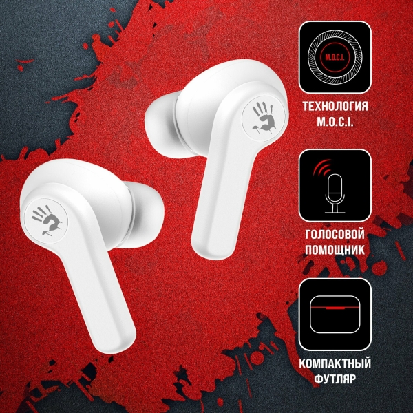 Технопапа · Гарнитура A4Tech Bloody M30, внутриканальные, крепление в ушной раковине, беспроводные bluetooth, микрофон встроенный