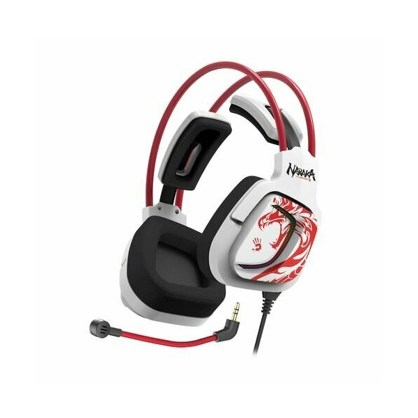 Технопапа · Гарнитура игровая A4TECH Bloody G575 Naraka, для компьютера, мониторные, проводные, белый / красный