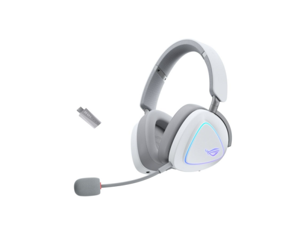Технопапа · Гарнитура ROG DELTA II, 2.4GHz, Bluetooth,3.5mm, 315g, 20Hz~20kHz, RGB Lighting, Moonlight White
