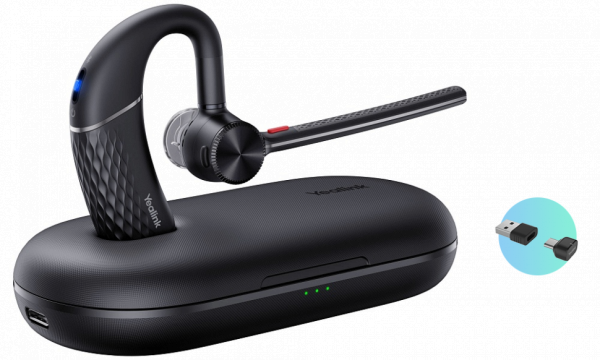 Технопапа · Беспроводная Bluetooth-гарнитура Yealink BH71 Pro Mono, зарядный кейс, адаптер USB-C / USB-A