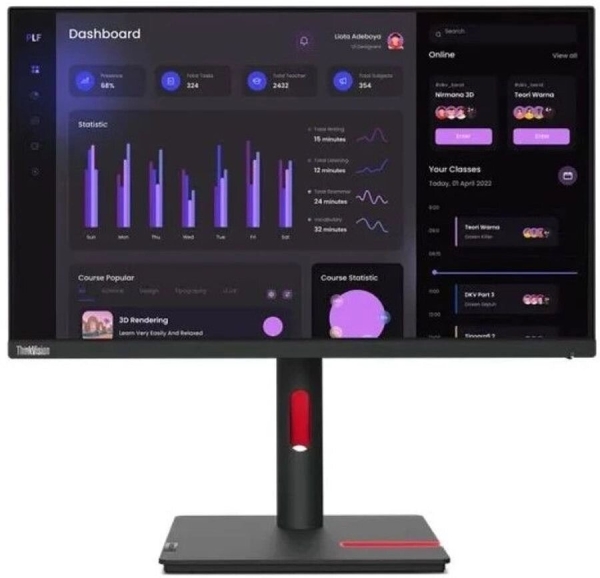 Технопапа · Lenovo 63CFMATXUK Монитор 23.8" ThinkVision T24i-30 IPS 1920x1080, 60 Гц, 4 мс, 16:9, 250 кд/м², HDMI 1.4, DP 1.2, VGA, USB Hub (4x USB 3.2), 3.5 Jack, HDR10, черный