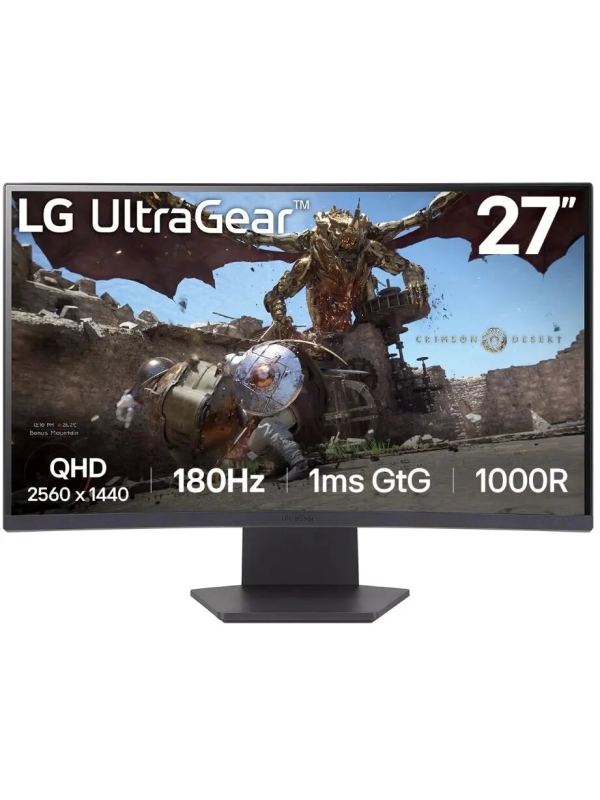 Технопапа · Монитор 27" LG 27GS60QC-B 2560x1440, LED 16:9, VA, 300 cd/m, 3000:1, 1 ms, 178°/178°, 2хHDMI, DP, изогнутый, 180Hz