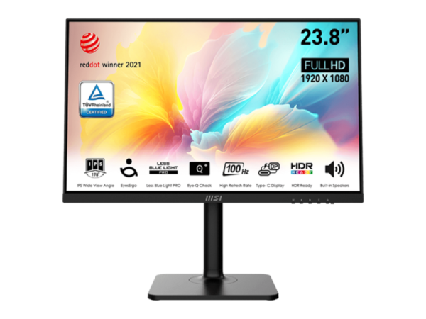 Технопапа · Монитор Modern MD2412P 23.8" 16:9 FHD(1920x1080) IPS Flat,1ms(MPRT),1000:1,100M:1,300nit,178/178, HDMI 1.4, USB-C, Speaker, Tilt, Swivel, Height, Pivot, VESA,100Hz, Black,1y war-ty