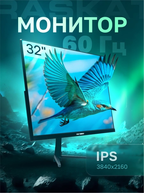 Технопапа · 32" Монитор Raskat I32U6D, IPS, 3840x2160, 60 Гц