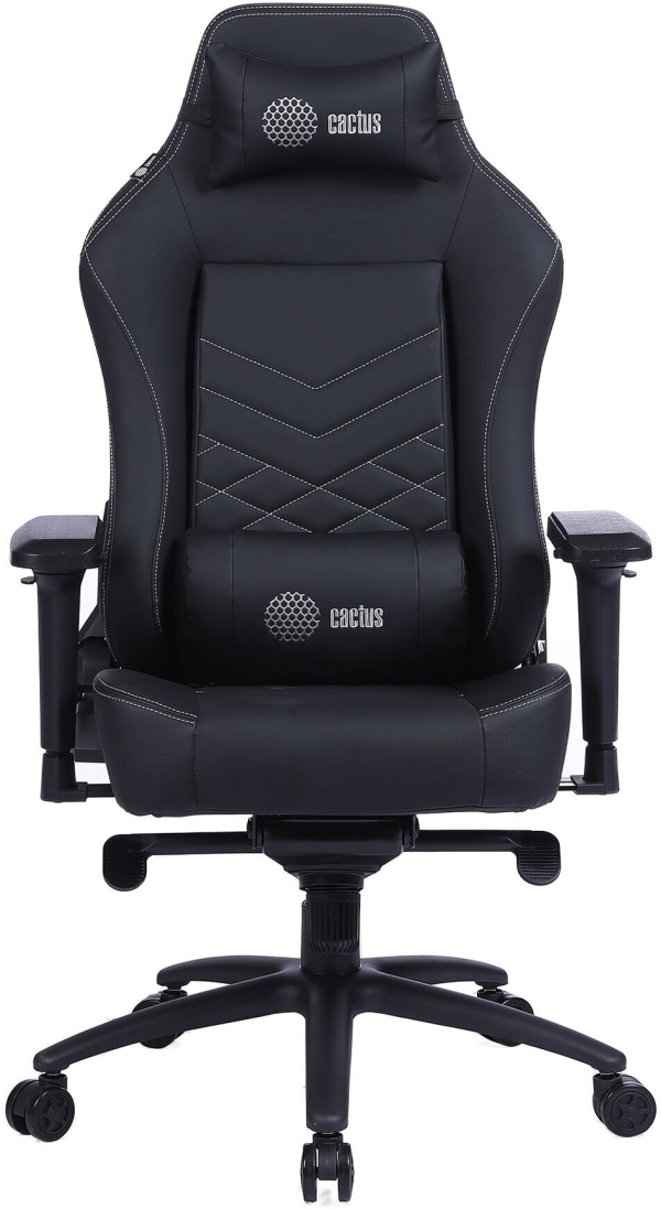 Технопапа · Cactus Кресло игровое Cactus CS-CHR-0112BL-M с вибромассажем черный эко. кожа с подголов. крестов. черный