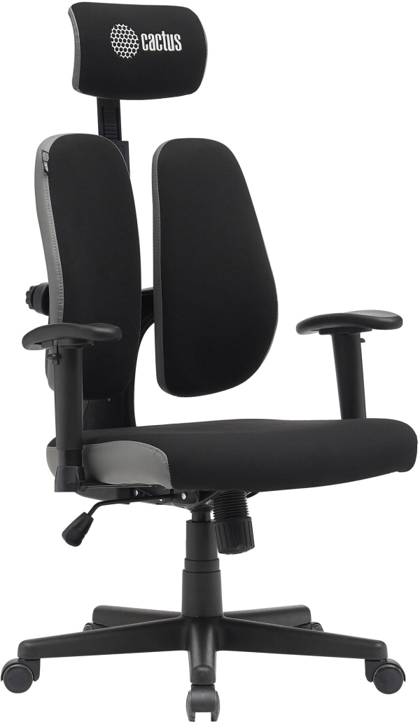 Технопапа · Кресло Cactus CS-CHR-MC03-BKGY черный/серый с подголов. крестов. пластик пластик черный