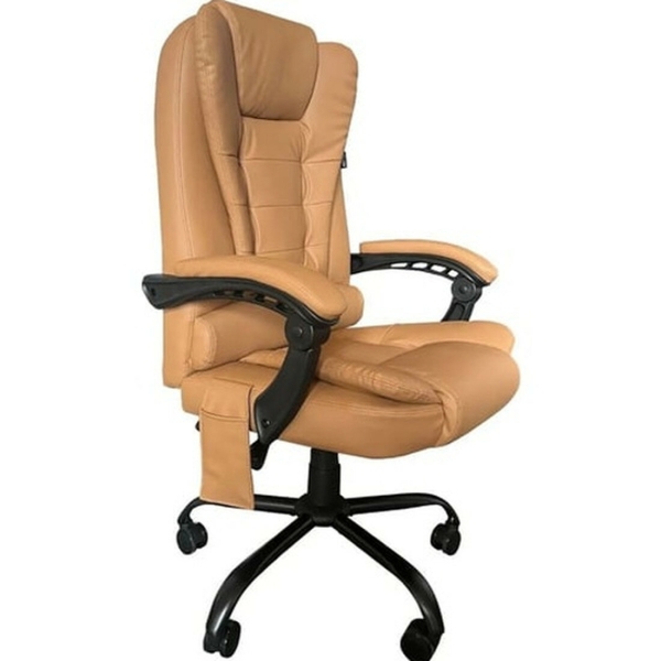 Технопапа · Кресло офисное Cactus с вибромассажем CS-CHR-OC05M-BR бежевый эко. кожа с подголов. крестов. пластик черный
