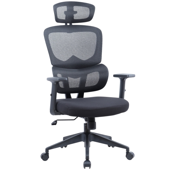 Технопапа · Компьютерное кресло Chairman CH 560 ткань/сетка черный, с поддержкой спины и подголовником