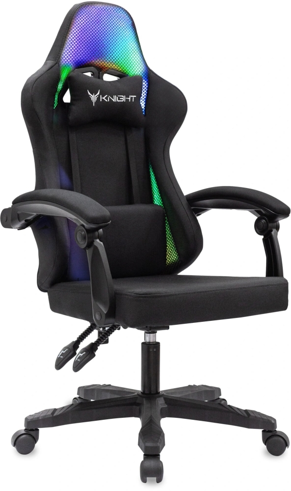 Технопапа · KNIGHT Кресло игровое Knight Wolf RGB черный, крестов. пластик