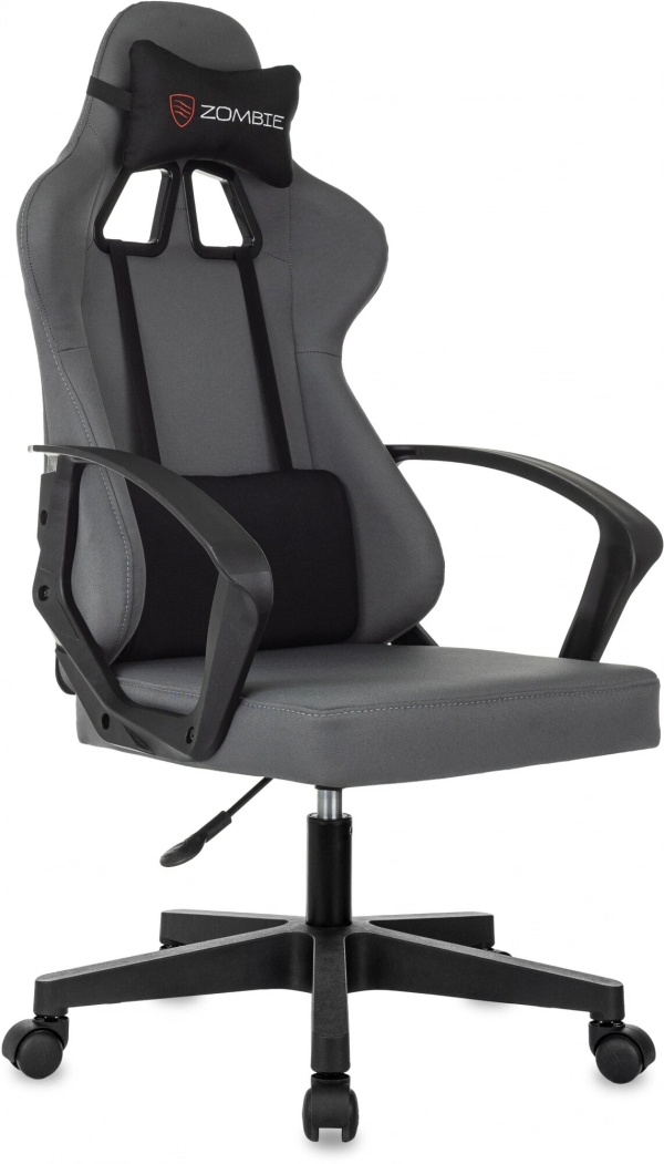 Технопапа · ZOMBIE Кресло игровое Бюрократ Zombie 1 серый/черный, крестов. пластик