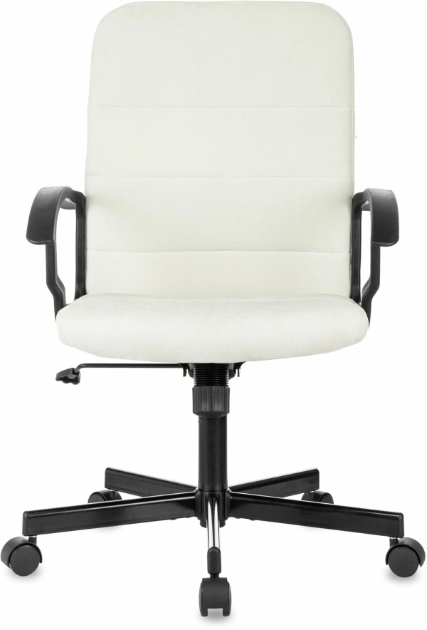 Технопапа · Кресло Бюрократ Triest Fabric молочный Velvet 20 крестов. металл черный