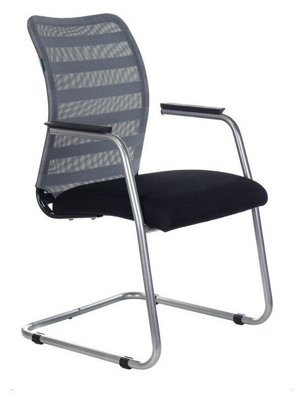 Технопапа · Бюрократ Кресло компьютерное Бюрократ CH-599AV/32G/TW-11 на полозьях, серый TW-32K03, сиденье черный TW-11