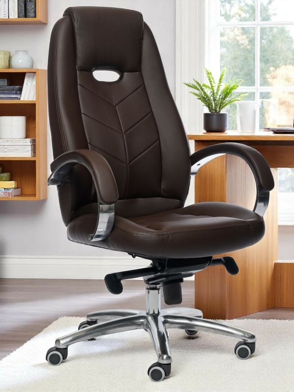 Технопапа · Кресло компьютерное офисное для руководителя Aura, экокожа, коричневый