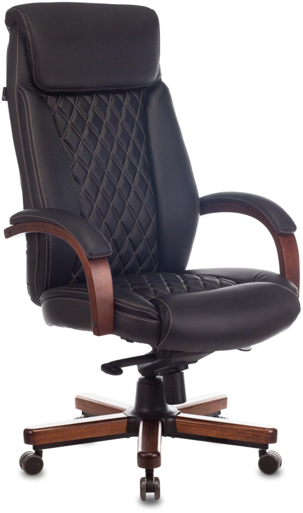 Технопапа · Кресло руководителя Бюрократ T-9924WALNUT, обивка: кожа, цвет: черный