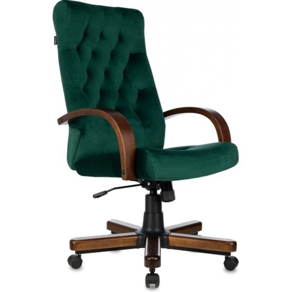 Технопапа · Кресло руководителя Бюрократ T-9928WALNUT Fabric зеленый Italia Green крестов. металл/дерево