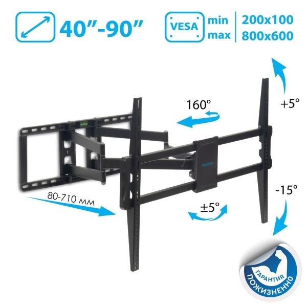 Технопапа · Кронштейн на стену Kromax ATLANTIS-75, черный
